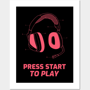 Press Start To Play Gaming Posters and Art